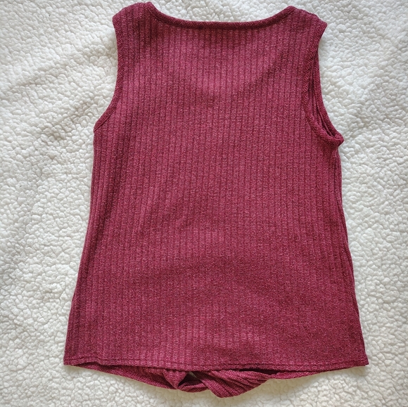 *5 for $25* Olivia Rae Women's Small Burgundy Ribbed Tank Top With Tie Front - Picture 7 of 11